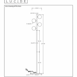 Lampadaire Lucide TYCHO Noir, 4 lumières