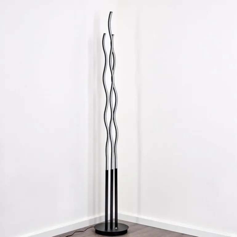 Lampadaire Mapleton LED Noir, 3 lumières, Télécommandes
