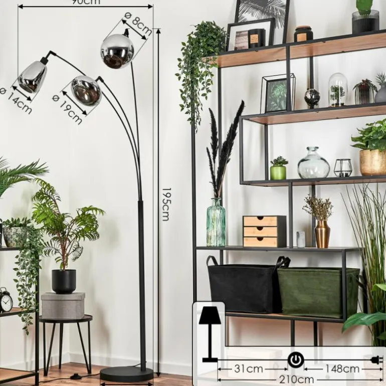 Lampadaire Maynal Noir, 3 lumières