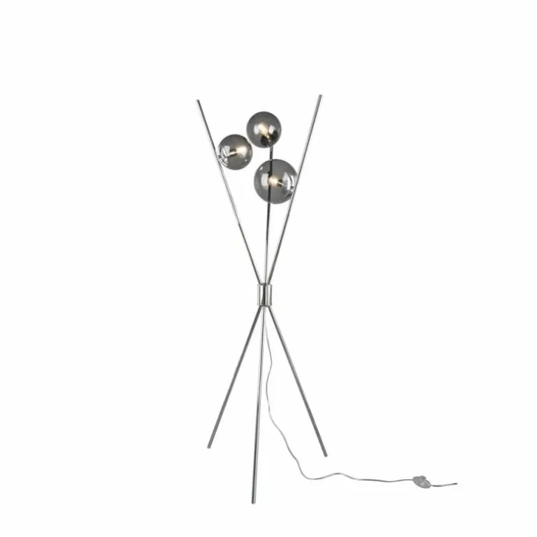 Lampadaire Trio Leuchten LANCE Chrome, 3 lumières