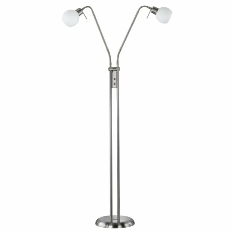 Lampadaire Trio-Leuchten Freddy LED Nickel mat, 2 lumières