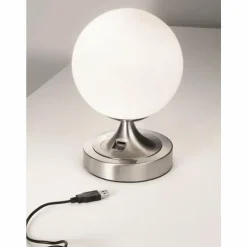 Lampe à poser Fabas Luce Perla Nickel brillant, 1 lumière