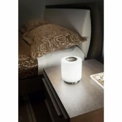 Lampe à poser Fabas Luce Simi LED Nickel mat, 1 lumière