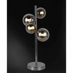 Lampe à poser WOFI VILLA Chrome, Noir, 4 lumières