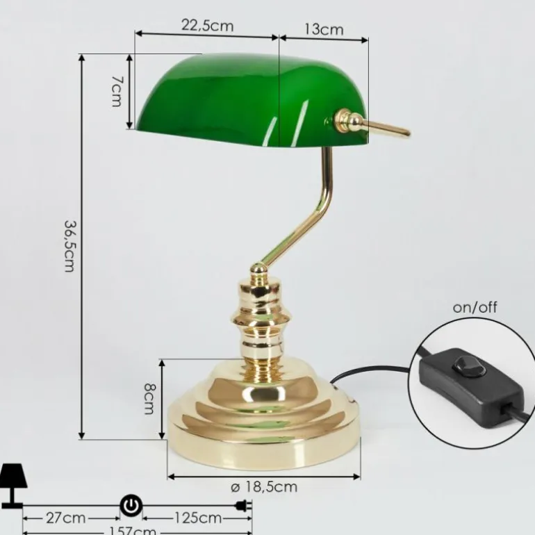 Lampe de banquier verte Or, Vert, Laiton, 1 lumière