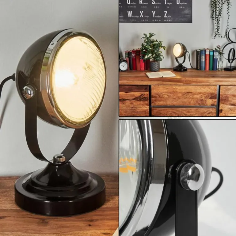 Lampe de table Foverup Chrome, Nickel mat, Noir, 1 lumière
