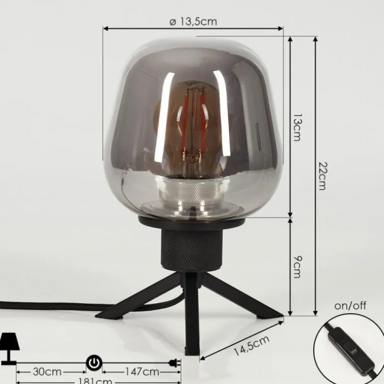 Lampe de table Barnegat Noir, 1 lumière