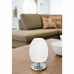 Lampe de table Fabas Luce Rockford LED Nickel mat, 1 lumière
