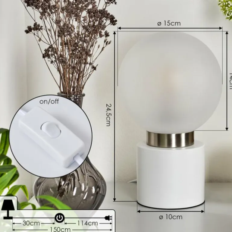 Lampe de table Flawil Nickel mat, Blanc, 1 lumière