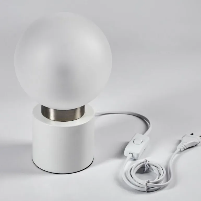 Lampe de table Flawil Nickel mat, Blanc, 1 lumière
