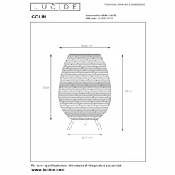 Lampe de table Lucide COLIN Noir, 1 lumière