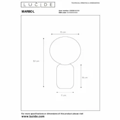 Lampe de table Lucide MARBOL Aspect marbre, Blanc, 1 lumière
