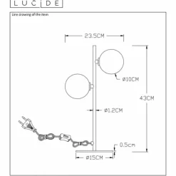 Lampe de table Lucide TYCHO Noir, 2 lumières
