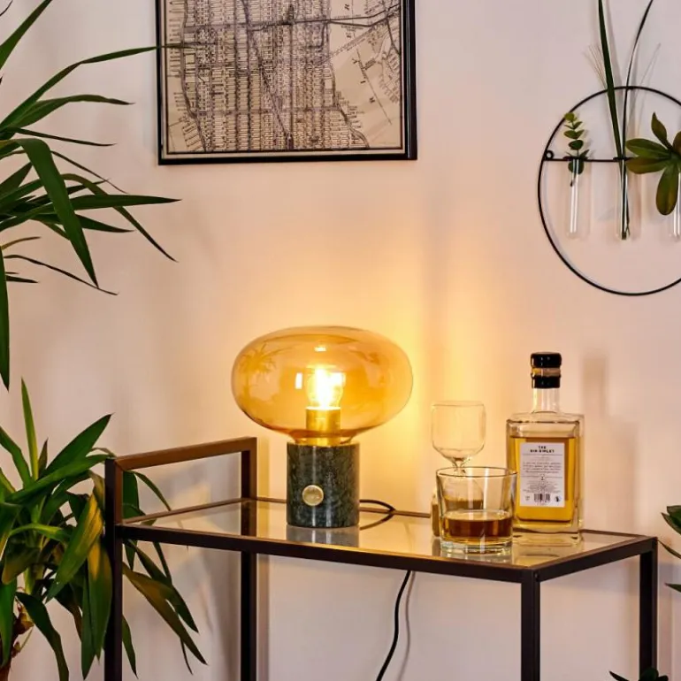 Lampe de table Maoro Vert, Laiton, 1 lumière