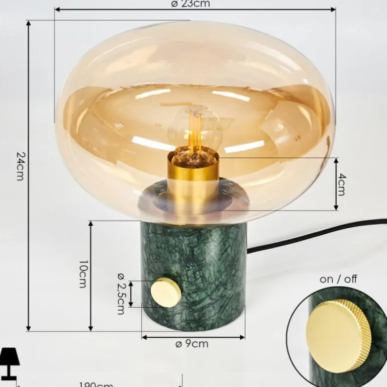 Lampe de table Maoro Vert, Laiton, 1 lumière