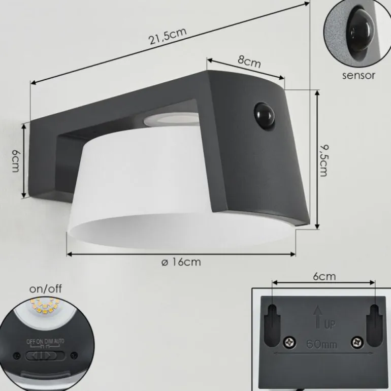 Lampe solaires Lafite LED Anthracite, 1 lumière, Détecteur de mouvement
