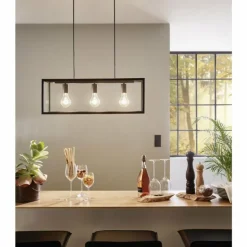 Lampe suspendue Eglo CHARTERHOUSE Noir, 3 lumières