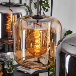 Lauden Suspension Ambre, Chrome, 4 lumières