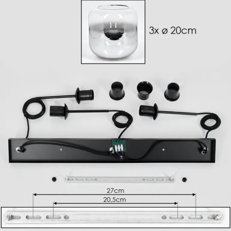 Lauden Suspension Chrome, Clair, 3 lumières