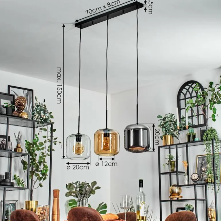 Lauden Suspension Noir, 3 lumières