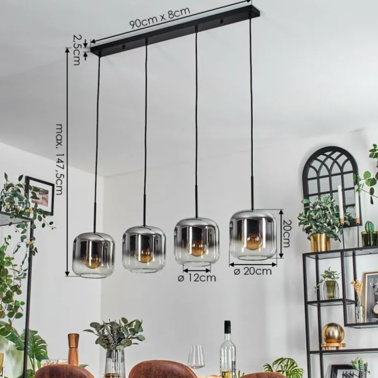 Lauden Suspension Noir, 4 lumières