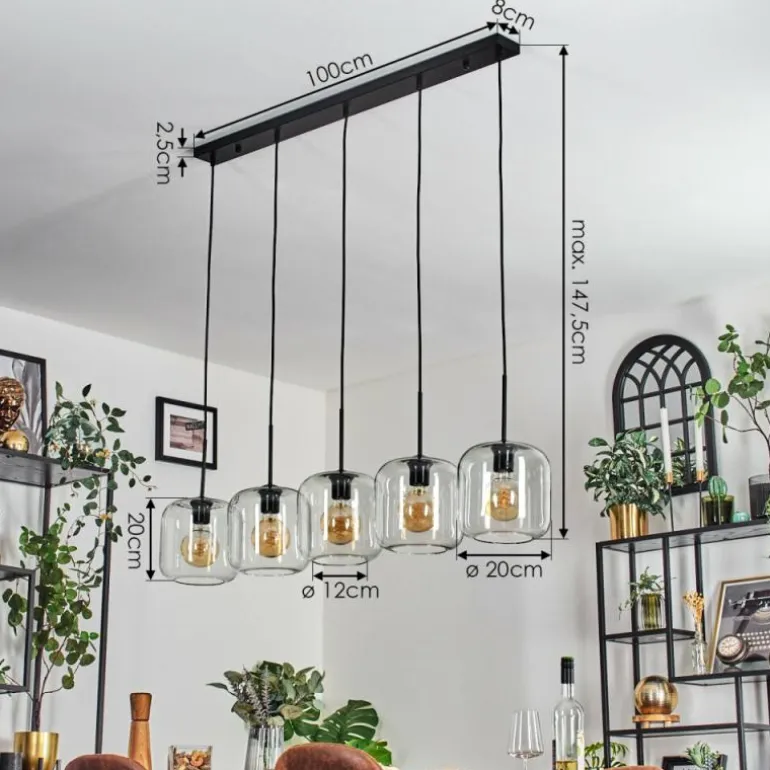 Lauden Suspension Noir, 5 lumières