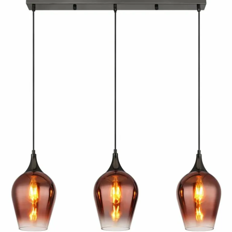 Lavus Suspension Luminaires Globo Lighting Chrome, Noir, 3 lumières