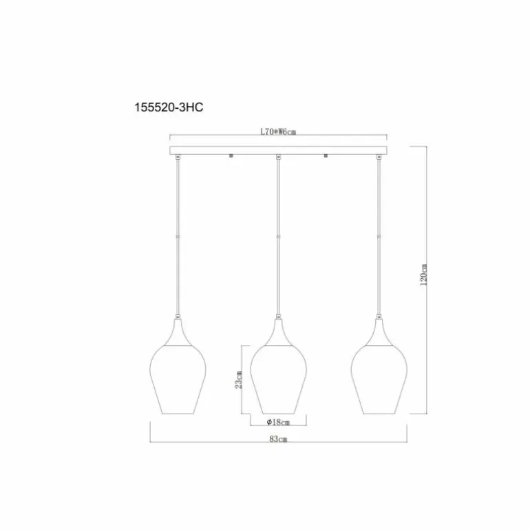 Lavus Suspension Luminaires Globo Lighting Chrome, Noir, 3 lumières