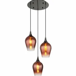 Lavus Suspension Luminaires Globo Lighting Chrome, Noir, 3 lumières