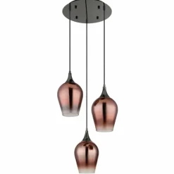 Lavus Suspension Luminaires Globo Lighting Chrome, Noir, 3 lumières