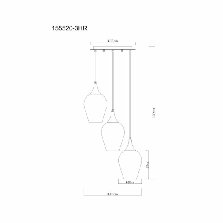 Lavus Suspension Luminaires Globo Lighting Noir, 3 lumières