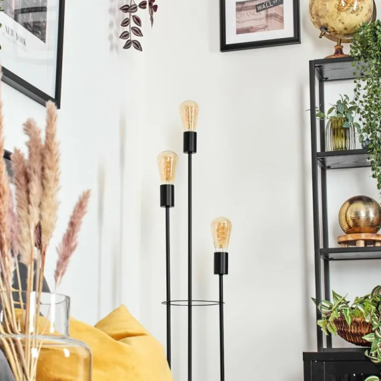 Limmingen Lampadaire Bois clair, Noir, 3 lumières