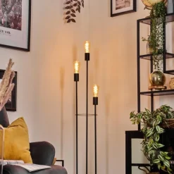 Limmingen Lampadaire Bois foncé, Noir, 3 lumières