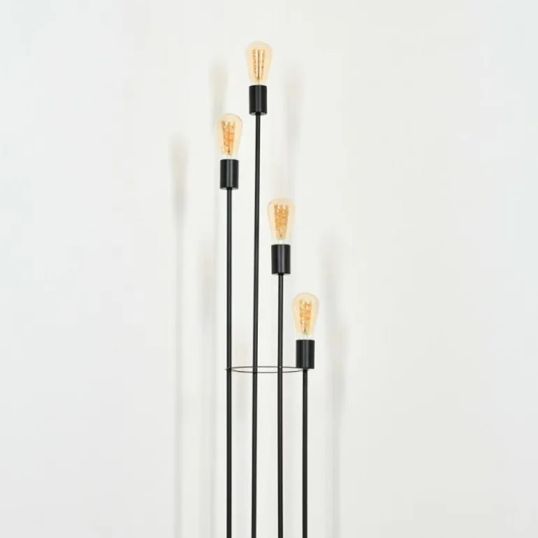 Limmingen Lampadaire Bois clair, Noir, 4 lumières