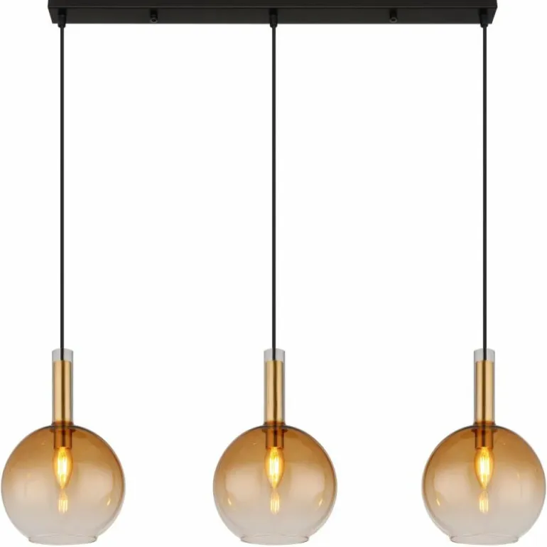 Marinella Suspension Luminaires Globo Lighting Noir, 3 lumières