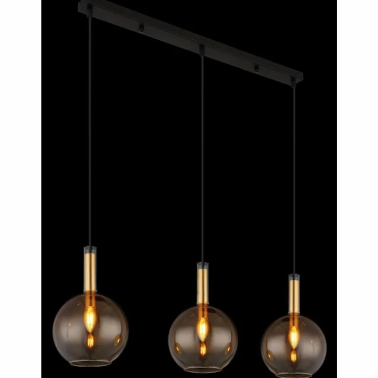 Marinella Suspension Luminaires Globo Lighting Noir, 3 lumières