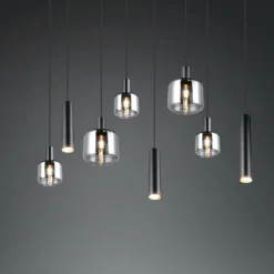 Mataro Luminaires Trio Noir, 8 lumières
