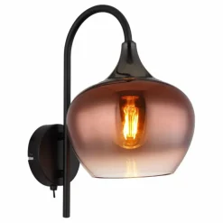 Maxy Applique murale Luminaires Globo Lighting Chrome, Noir, 1 lumière