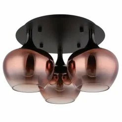 Maxy Plafonnier Luminaires Globo Lighting Chrome, Noir, 3 lumières