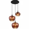 Maxy Suspension Luminaires Globo Lighting Chrome, Noir, 3 lumières