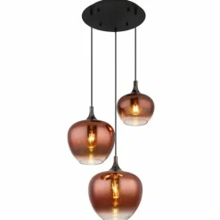 Maxy Suspension Luminaires Globo Lighting Chrome, Noir, 3 lumières