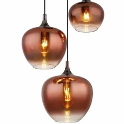 Maxy Suspension Luminaires Globo Lighting Chrome, Noir, 3 lumières