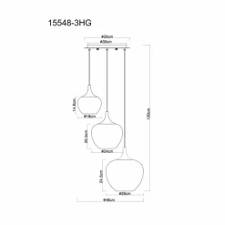 Maxy Suspension Luminaires Globo Lighting Chrome, Noir, 3 lumières