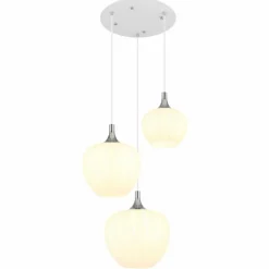 Maxy Suspension Luminaires Globo Lighting Chrome, Blanc, 3 lumières