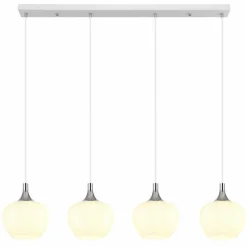 Maxy Suspension Luminaires Globo Lighting Chrome, Blanc, 4 lumières