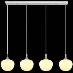 Maxy Suspension Luminaires Globo Lighting Chrome, Blanc, 4 lumières