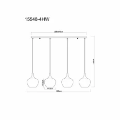 Maxy Suspension Luminaires Globo Lighting Chrome, Blanc, 4 lumières