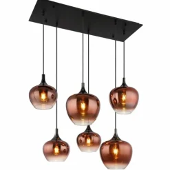 Maxy Suspension Luminaires Globo Lighting Chrome, Noir, 6 lumières