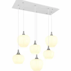 Maxy Suspension Luminaires Globo Lighting Chrome, Blanc, 6 lumières