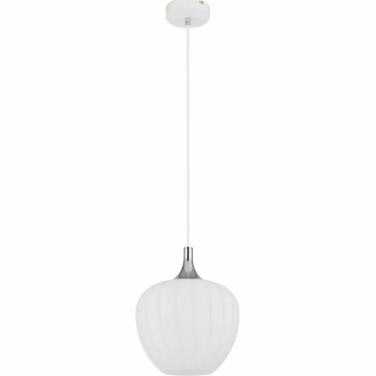 Maxy Suspension Luminaires Globo Lighting Chrome, Blanc, 1 lumière